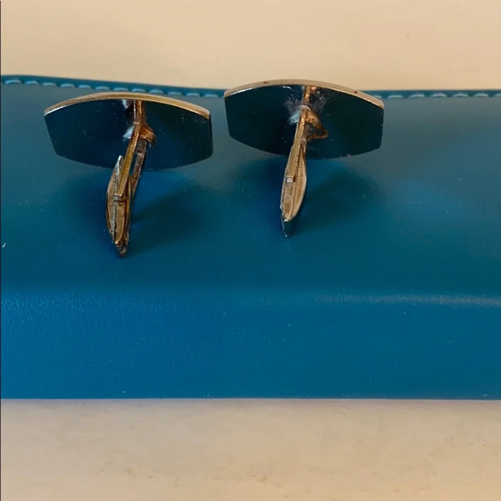Vintage Silver Tone Reeds Grass Cuff Links